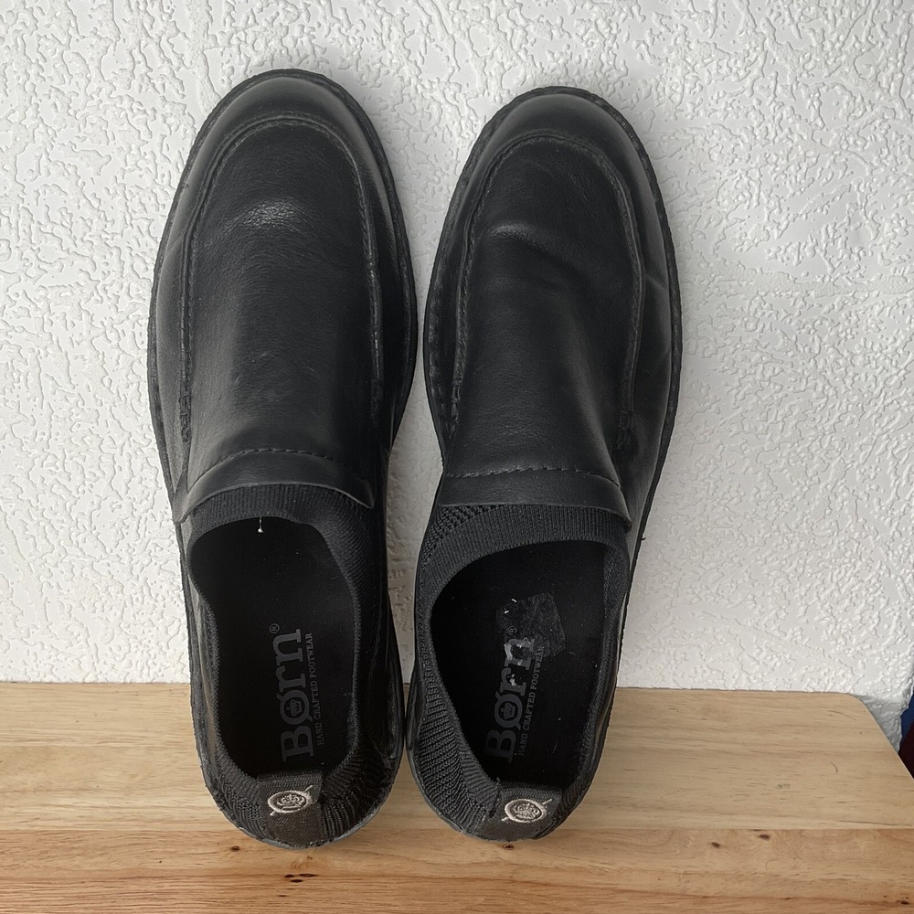 Born Samuel Men's black nubuck leather moc toe slip on loafer shoes size 10,5 M* - Picture 9 of 16